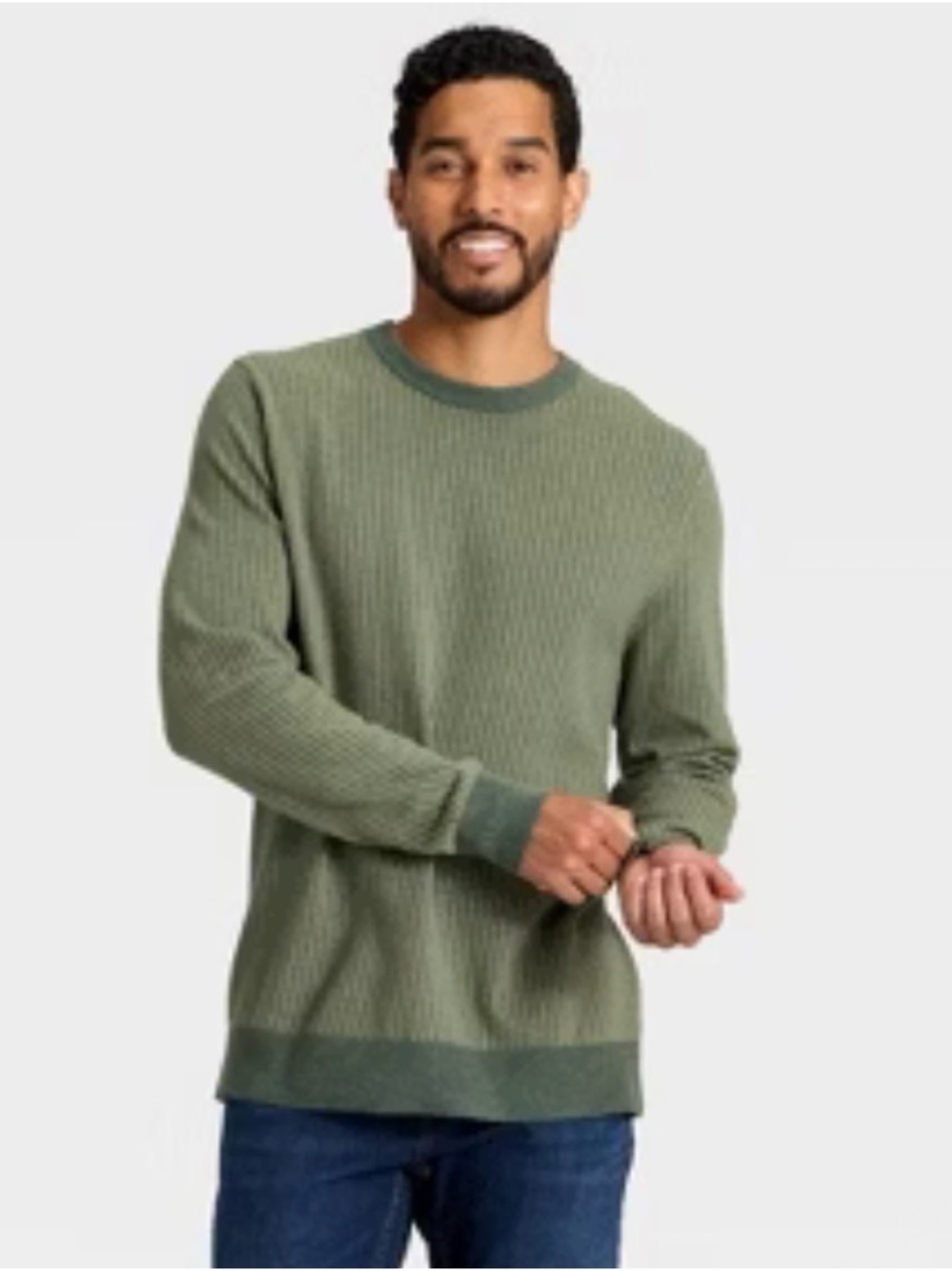 Goodfellow & Co Olive Crewneck Sweater with‎ Dark Trim